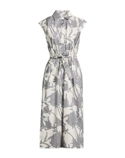 Caliban Woman Midi Dress Grey Size 10 Cotton In Gold