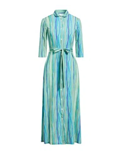Caliban Woman Midi Dress Light Green Size 10 Polyamide, Elastane In Blue