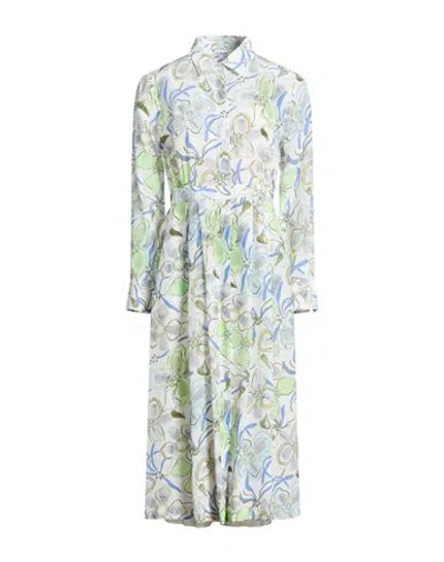 Caliban Woman Midi Dress Light Green Size 12 Viscose, Silk In Blue