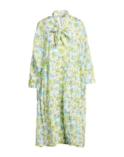 Caliban Woman Midi Dress Light Green Size 8 Cotton