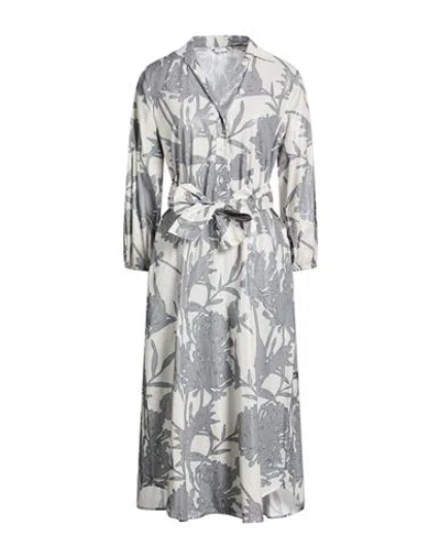 Caliban Woman Midi Dress Light Grey Size 10 Cotton In Multi