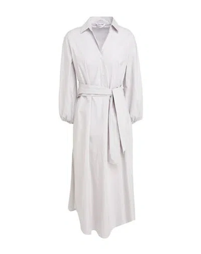 Caliban Woman Midi Dress Light Grey Size 6 Cotton, Elastane In Gray