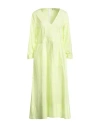 Caliban Woman Midi Dress Lime Green Size 6 Cotton, Elastane In Green
