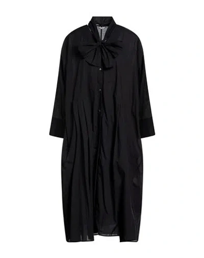 Caliban Woman Midi Dress Midnight Blue Size 6 Cotton In Black