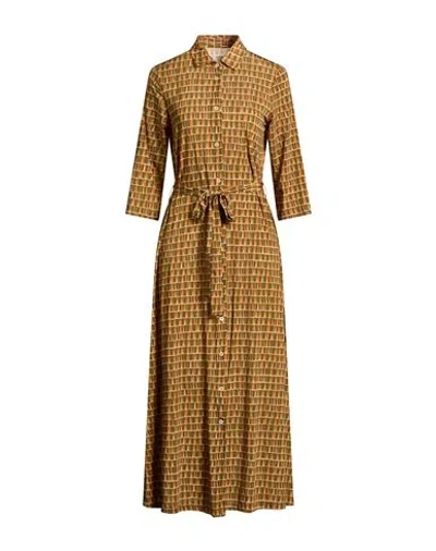 Caliban Woman Midi Dress Military Green Size 10 Polyamide, Elastane In Brown