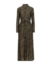 Caliban Woman Maxi Dress Military Green Size 6 Polyester, Metallic Polyester, Polyamide, Elastane In Green