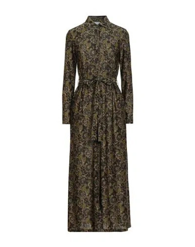 Caliban Woman Midi Dress Military Green Size 6 Polyester, Metallic Polyester, Polyamide, Elastane