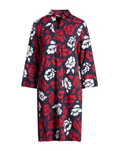 Caliban Woman Midi Dress Navy Size 10 Cotton, Elastane In Multi