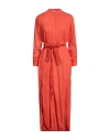 Caliban Woman Midi Dress Orange Size 12 Cotton In Orange