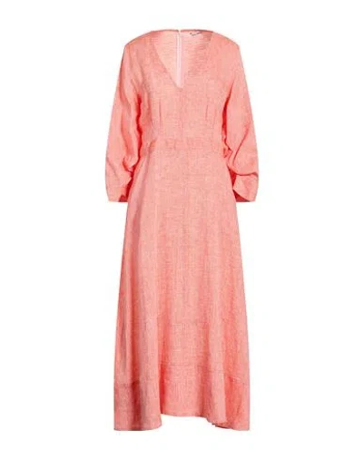 Caliban Woman Midi Dress Orange Size 6 Linen In Pink