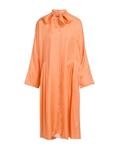 Caliban Woman Midi Dress Orange Size 6 Silk