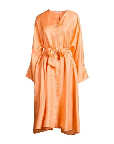 Caliban Woman Midi Dress Orange Size 6 Silk