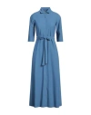 Caliban Woman Midi Dress Pastel Blue Size 8 Polyamide, Elastane