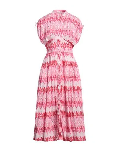 Caliban Woman Midi Dress Pink Size 6 Cotton, Elastane
