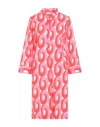 Caliban Woman Midi Dress Red Size 8 Cotton, Elastane In Pattern
