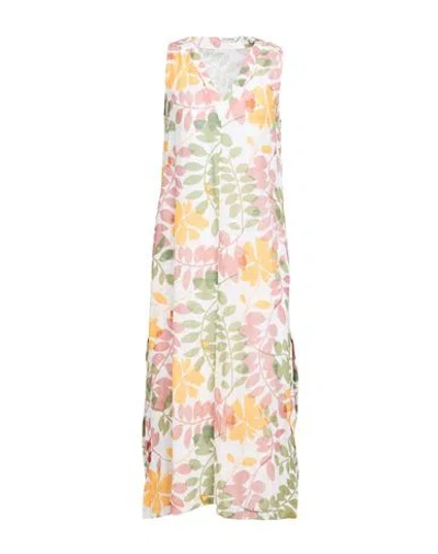 Caliban Woman Midi Dress White Size 6 Cotton In Brown
