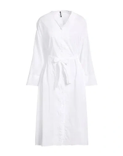 Caliban Woman Midi Dress White Size 6 Cotton
