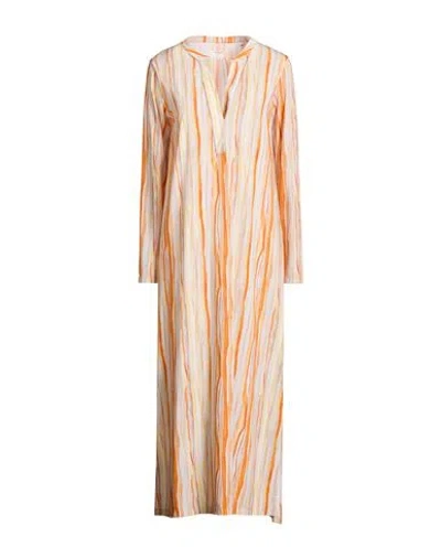 Caliban Woman Midi Dress Yellow Size 16 Polyamide, Elastane In Multi