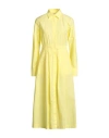 Caliban Woman Midi Dress Yellow Size 6 Cotton, Elastane In Yellow