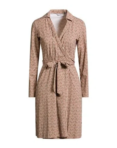 Caliban Woman Mini Dress Beige Size 6 Polyamide, Elastane In Brown