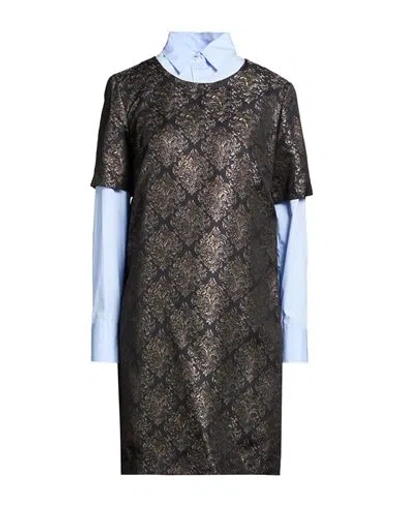 Caliban Woman Mini Dress Black Size 6 Polyester, Wool, Cotton In Multi