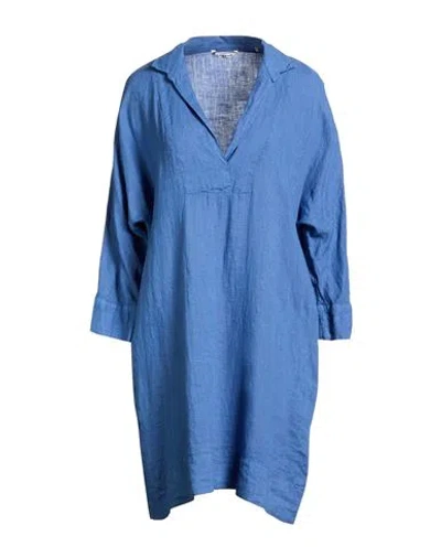 Caliban Woman Mini Dress Blue Size 12 Linen