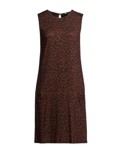 Caliban Woman Mini Dress Brown Size 6 Viscose, Elastane