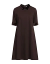 Caliban Woman Mini Dress Dark Brown Size 10 Viscose, Nylon, Elastane, Polyester