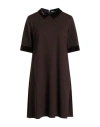 Caliban Woman Mini Dress Dark Brown Size 10 Viscose, Nylon, Elastane, Polyester In Brown
