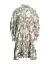 Caliban Woman Short Dress Khaki Size 10 Cotton In Beige