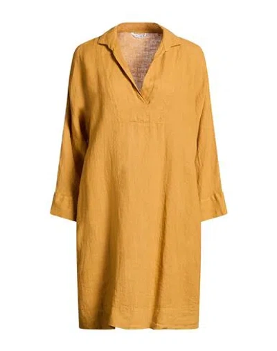 Caliban Woman Mini Dress Marigold Size 12 Linen In Yellow