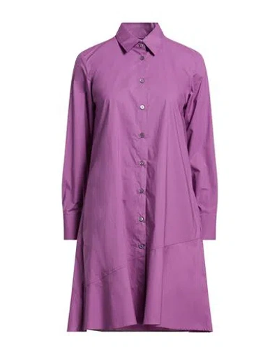 Caliban Woman Mini Dress Purple Size 8 Cotton, Elastane