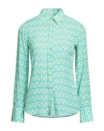 Caliban Woman Shirt Azure Size 10 Cotton, Polyamide, Elastane In Blue