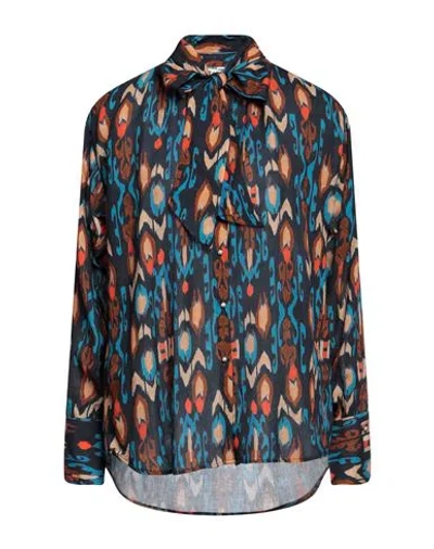 Caliban Woman Shirt Azure Size 6 Viscose, Wool In Blue