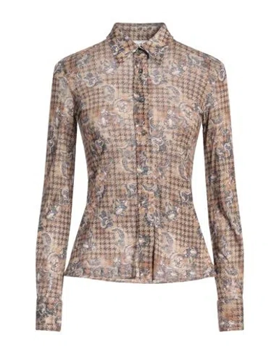 Caliban Woman Shirt Beige Size 12 Modal, Wool