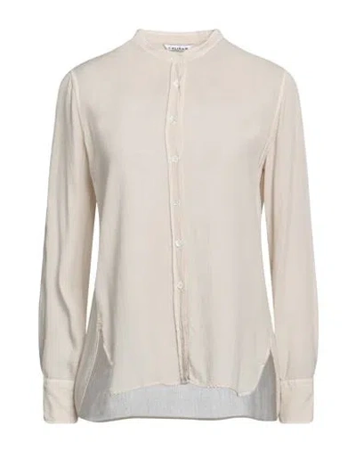 Caliban Woman Shirt Beige Size 4 Viscose, Wool