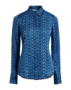 Caliban Woman Shirt Blue Size 4 Viscose In Blue