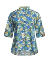 Caliban Woman Shirt Blue Size 8 Cotton In Blue