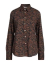 Caliban Woman Shirt Brown Size 6 Cotton, Elastane In Brown
