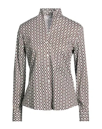 Caliban Woman Shirt Brown Size 14 Cotton, Elastane In Black