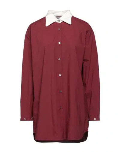 Caliban Woman Shirt Burgundy Size 6 Cotton, Elastane, Silk In Red