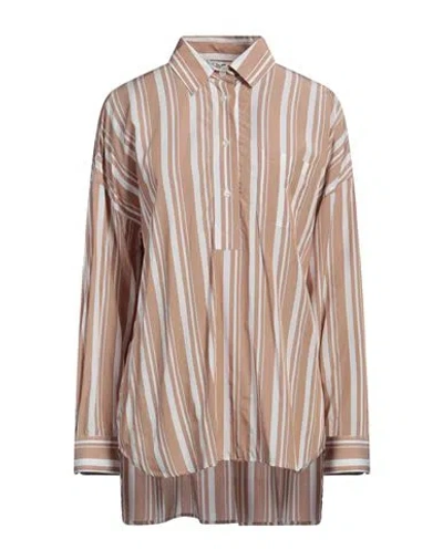 Caliban Woman Shirt Camel Size 4 Lyocell, Cupro In Beige