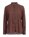 Caliban Woman Shirt Chocolate Brown Size 4 Cotton In Brown