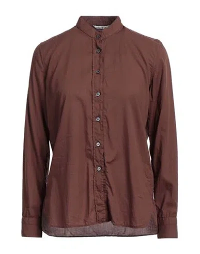 Caliban Woman Shirt Chocolate Brown Size 4 Cotton In Burgundy