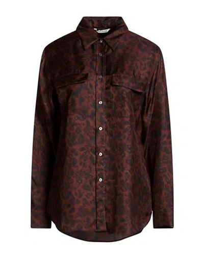 Caliban Woman Shirt Chocolate Brown Size 8 Silk