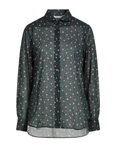 Caliban Woman Shirt Dark Green Size 10 Cotton