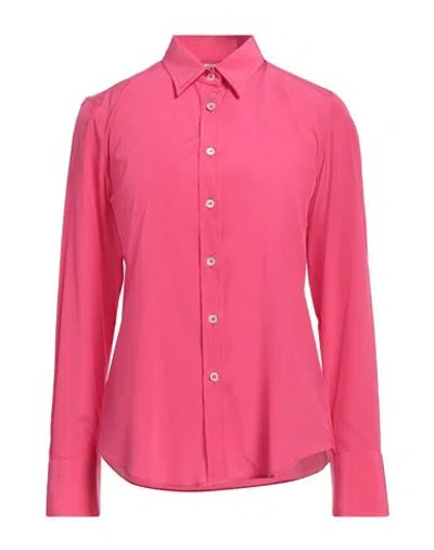 Caliban Woman Shirt Fuchsia Size 6 Silk, Elastane In Pink