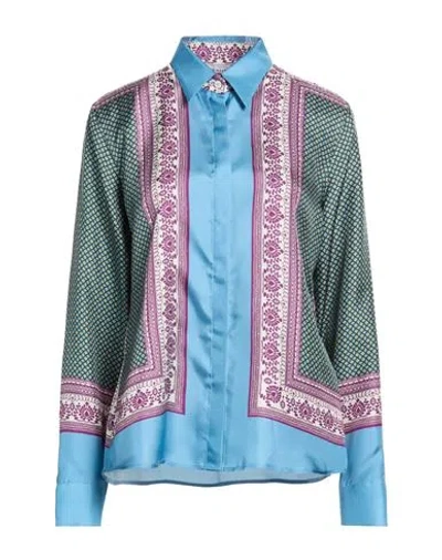 Caliban Woman Shirt Light Blue Size 10 Silk