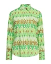 Caliban Woman Shirt Lime Green Size 8 Cotton, Elastane In Green