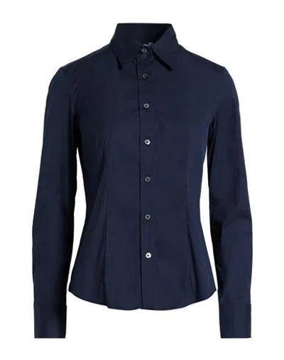 Caliban Woman Shirt Midnight Blue Size 6 Cotton, Polyamide, Elastane
